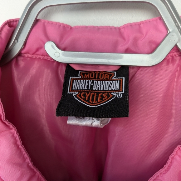 HARLEY DAVIDSON Girl Fall Or Spring Coat Size Large (12-14) CROP Baby Pink - Picture 4 of 10